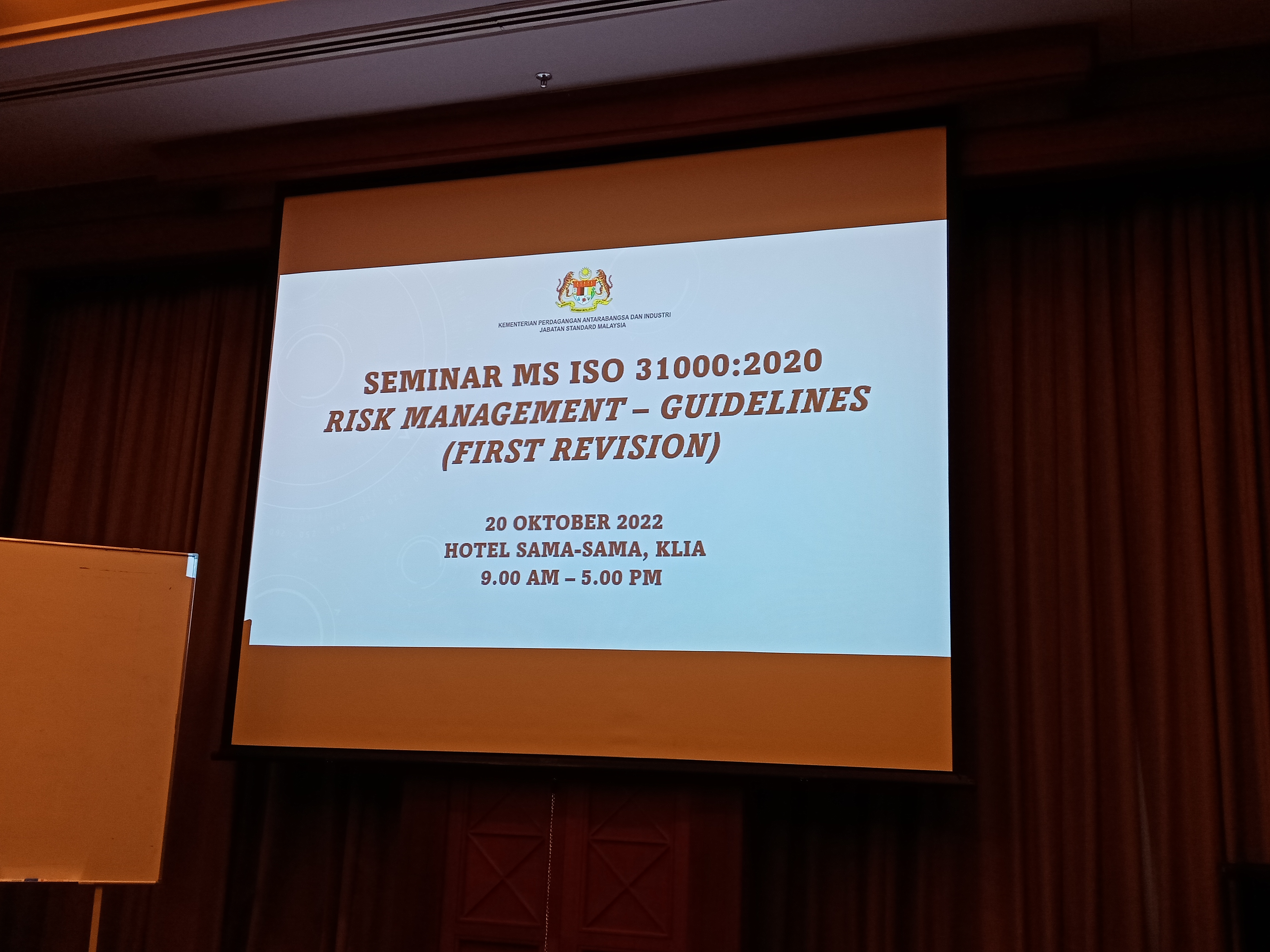 Seminar MS ISO 31000:2020 Risk Management - Guidelines (First Revision)